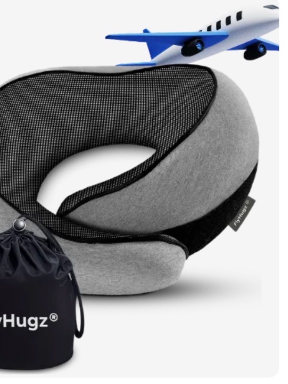 Travel Neck Pillow with Mesh Support - Gray & Black